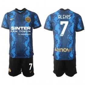 Camisolas de futebol Inter de Milão Alexis Sanchez 7 Criança Equipamento Principal 2021/22 Manga Curta